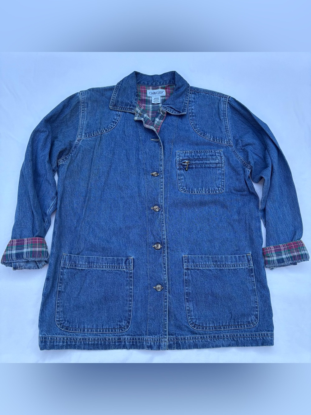 Vintage Cabin Creek Women’s Flannel Lined Denim Chore Jacket size M